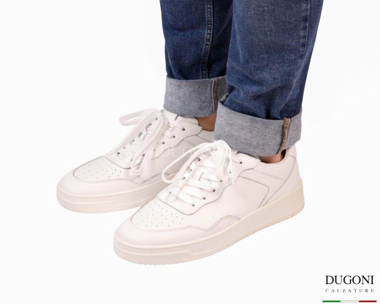 Sneakers in pelle bianca_ DUGONI </br>U452 Calzature uomo